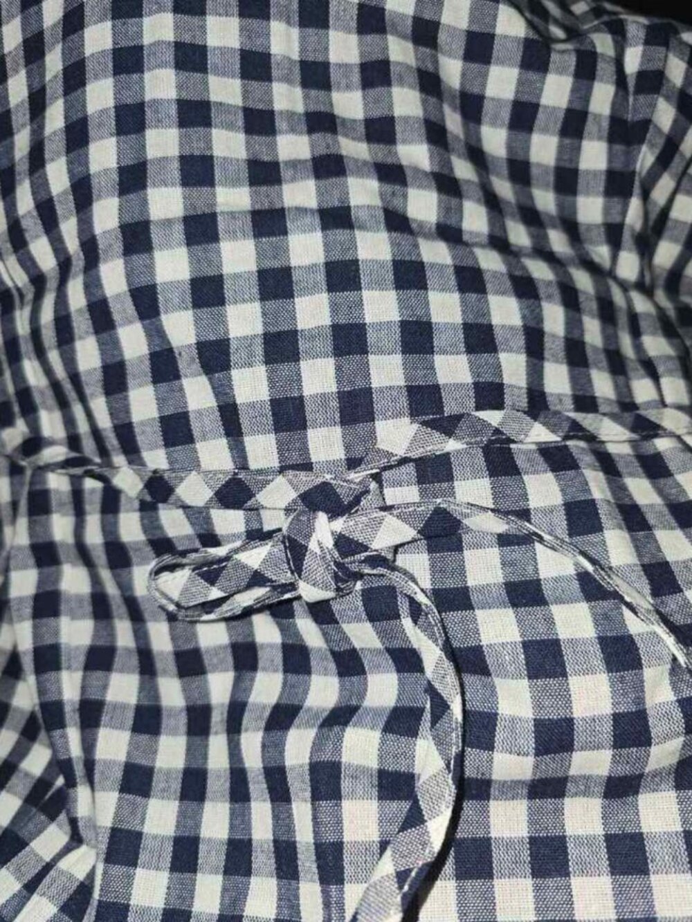 Women's Cotton Navy White Gingham Sleeveless Button Front Summer Blouse Shirt - Picture 4 of 6